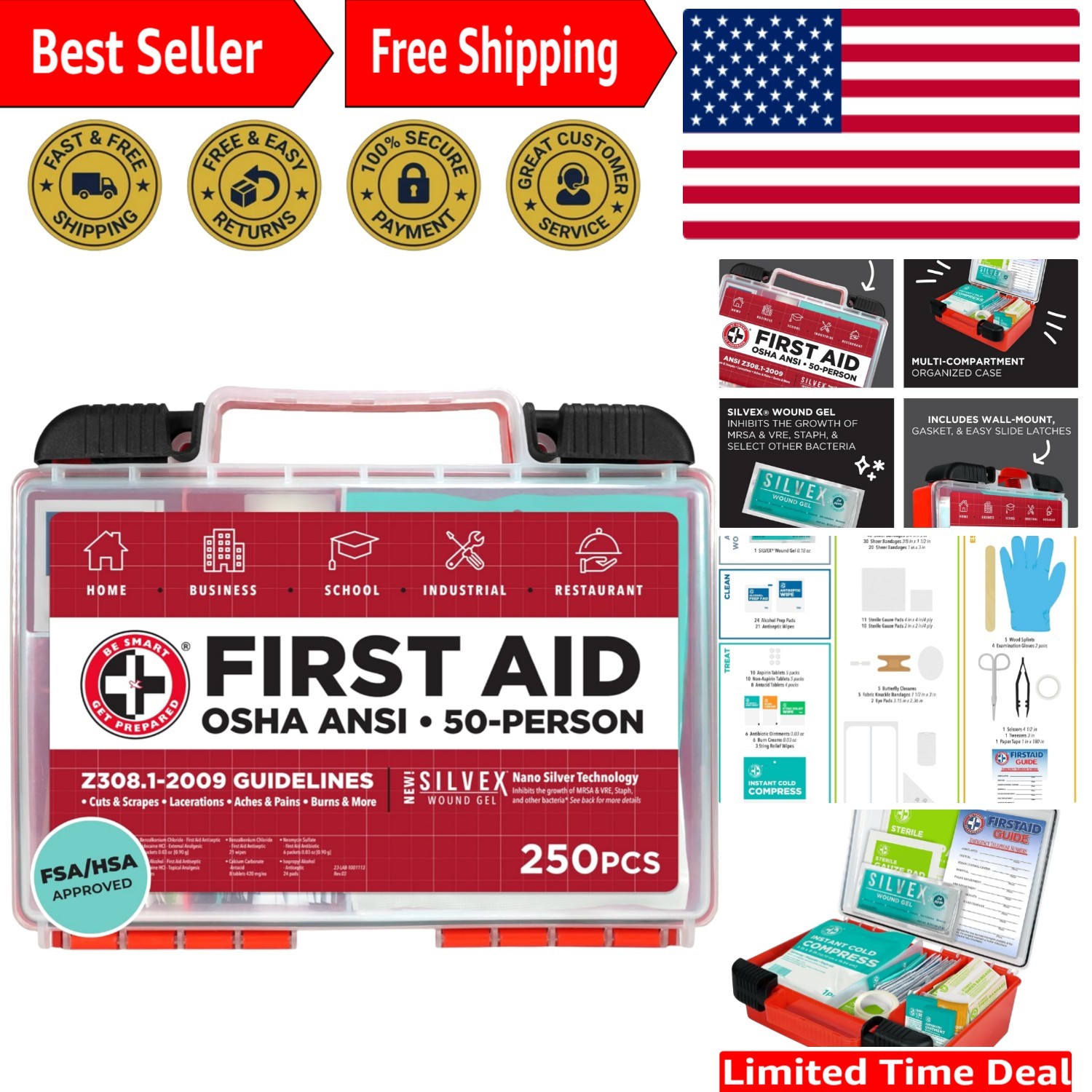 Comprehensive First Aid Kit – 50-Person Capacity, OSHA Certified Essentials