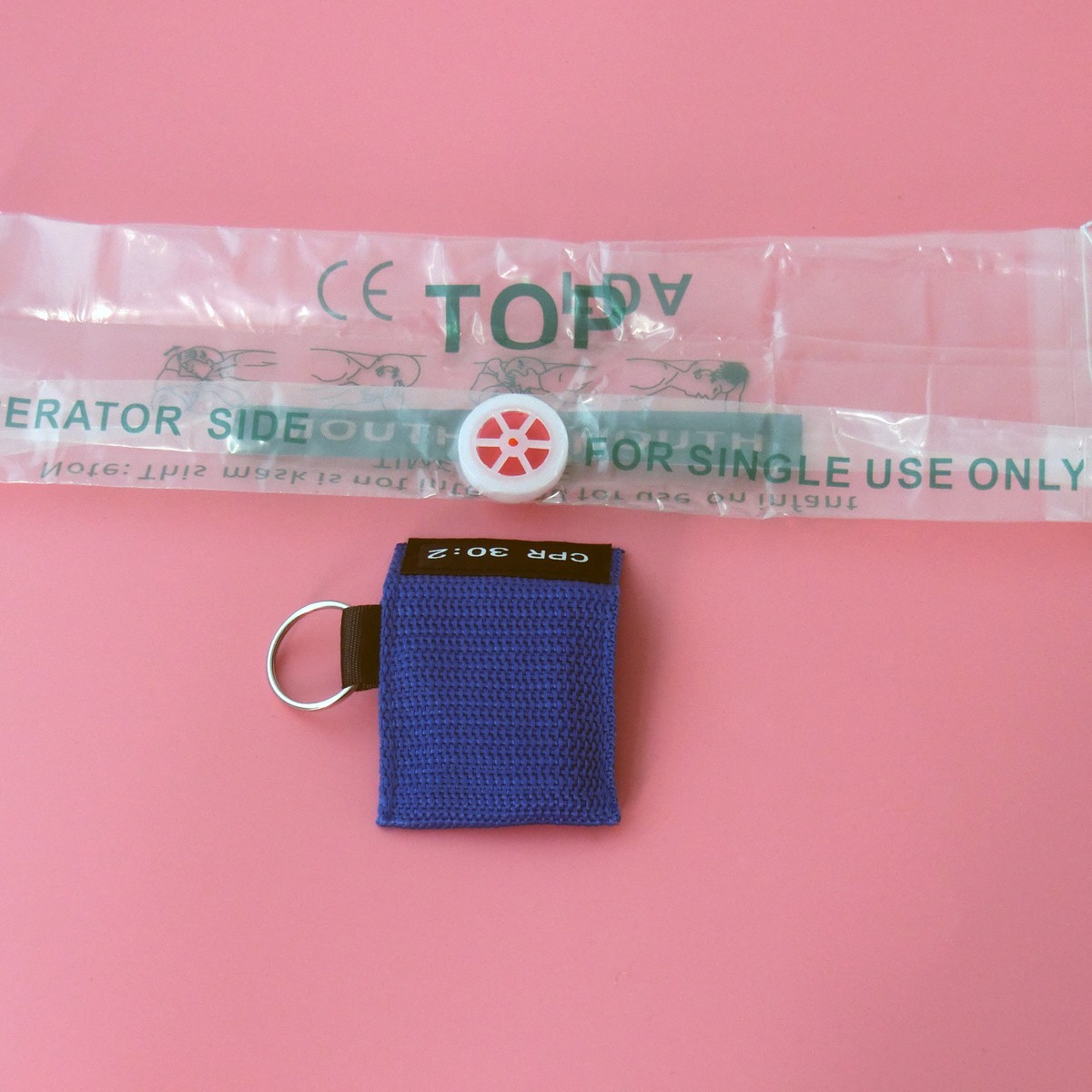 60PCS 8 COLORS CPR MASK ONE-WAY VALVE KEYCHAIN POUCH CPR 30:2 AED FIRST AID