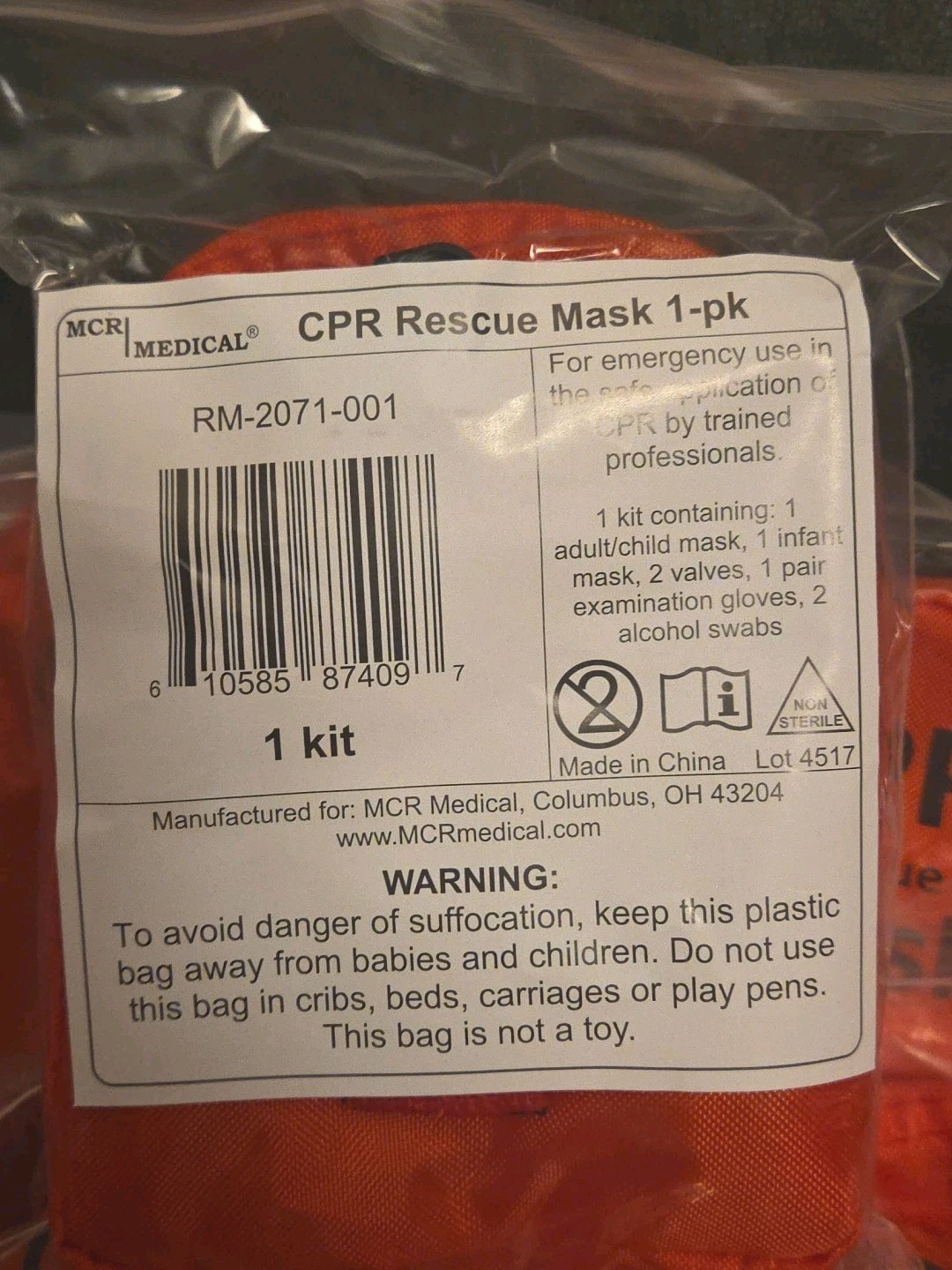 MCR Medical CPR Mask Combo Kit – 10pk Adult Infant 2 Valves #RM-2071-001