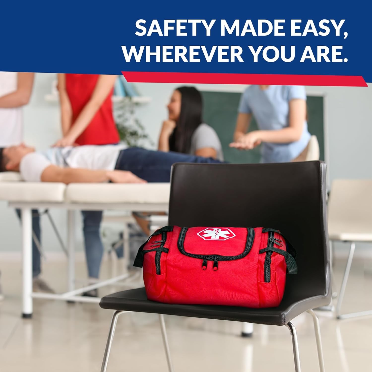 Red EMS First Responder Bag – Empty Medical Supply Emergency Bag Compact 10.5×8"