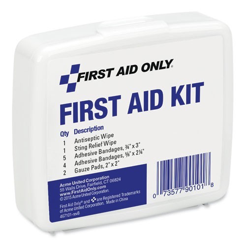 First Aid Only First Aid On the Go Kit, Mini, 13 Pieces, Plastic Case, 4 Kits/PK