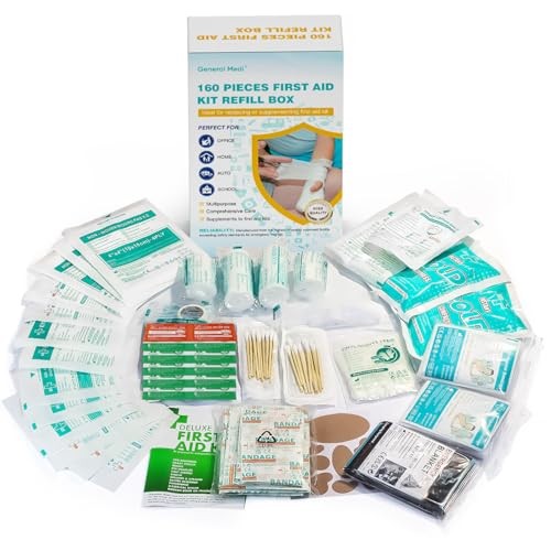 General Medi 160 Piece First Aid Kit Bag Refill – Bandages, Cold Pack, Blanket