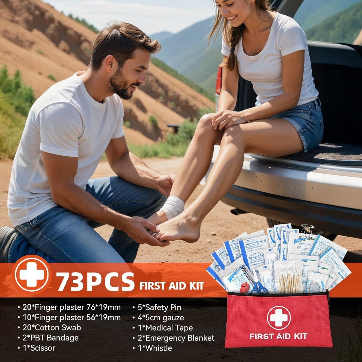 Car Emergency Kit with Portable Air Compressor, First Aid Kit, Jumper new