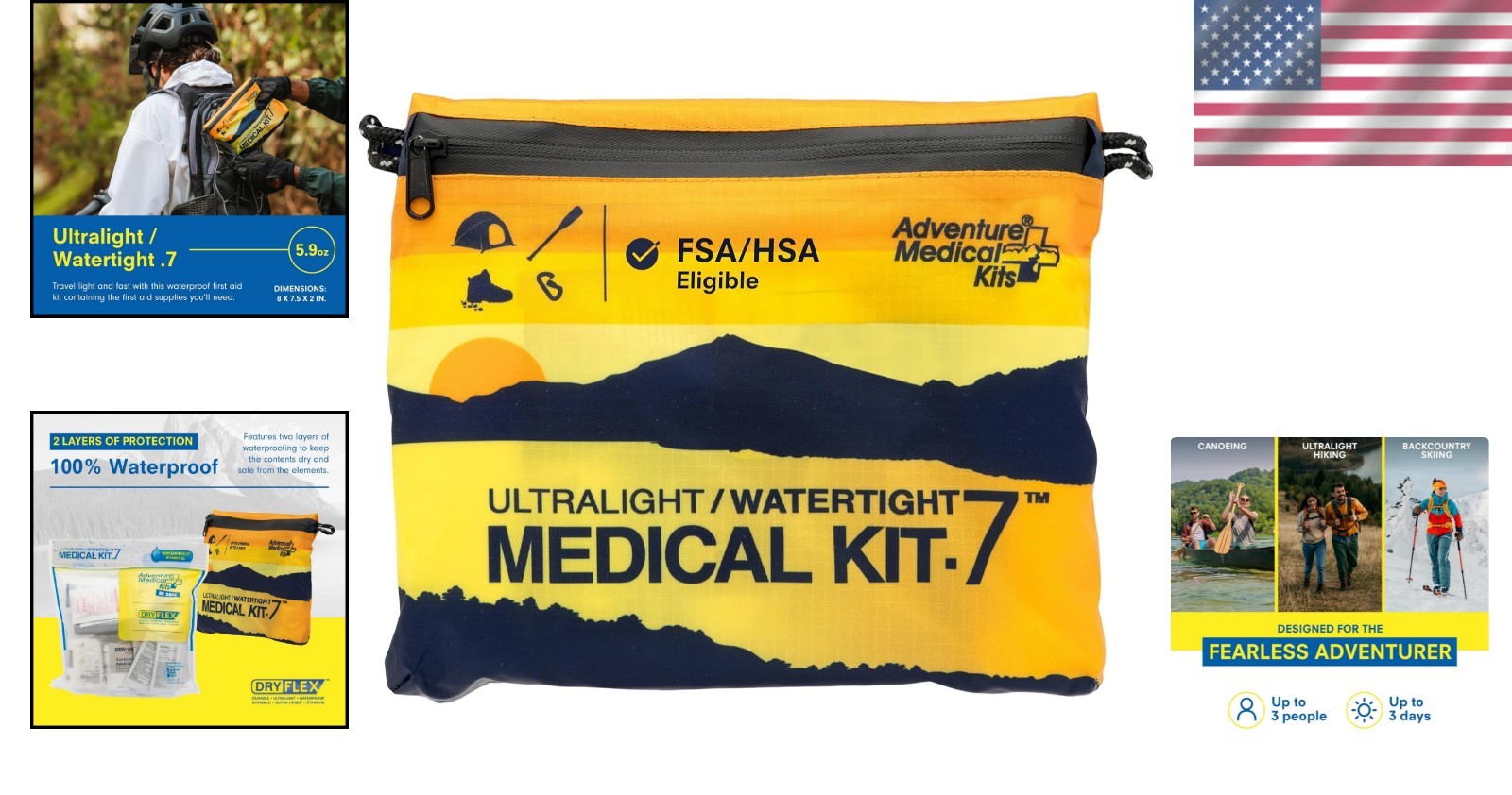 Portable Ultralight Medical Kit for 3 – Waterproof Emergency Supplies for Hiking
