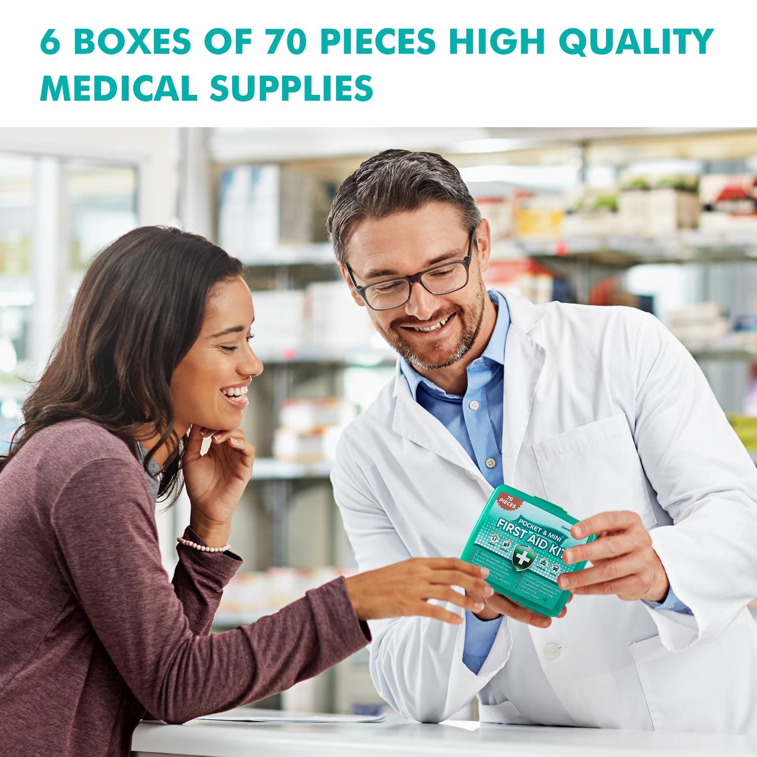 420 Piece First Aid Kit, 6 Individual Boxes of 70 Items Each – Contains Premi…