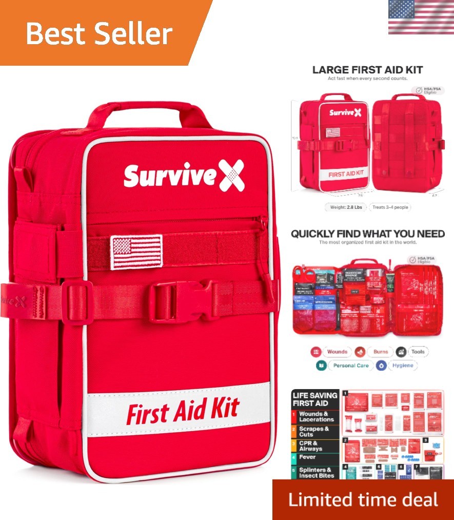 Waterproof Emergency First Aid Kit with Advanced Wound Treatment – 240 Supplies