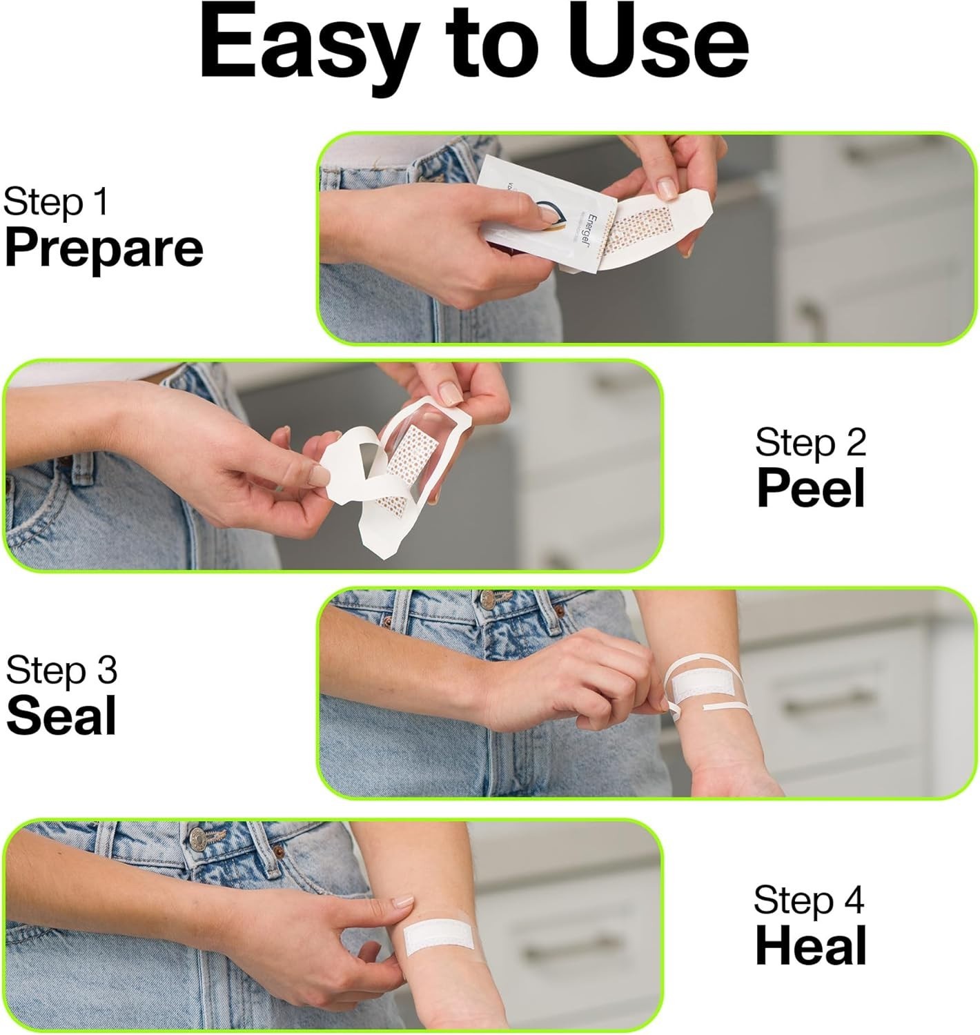 3-Pack Bioelectric Bandage & Hydrogel for Quick Wound Healing, 6" x 6" Size
