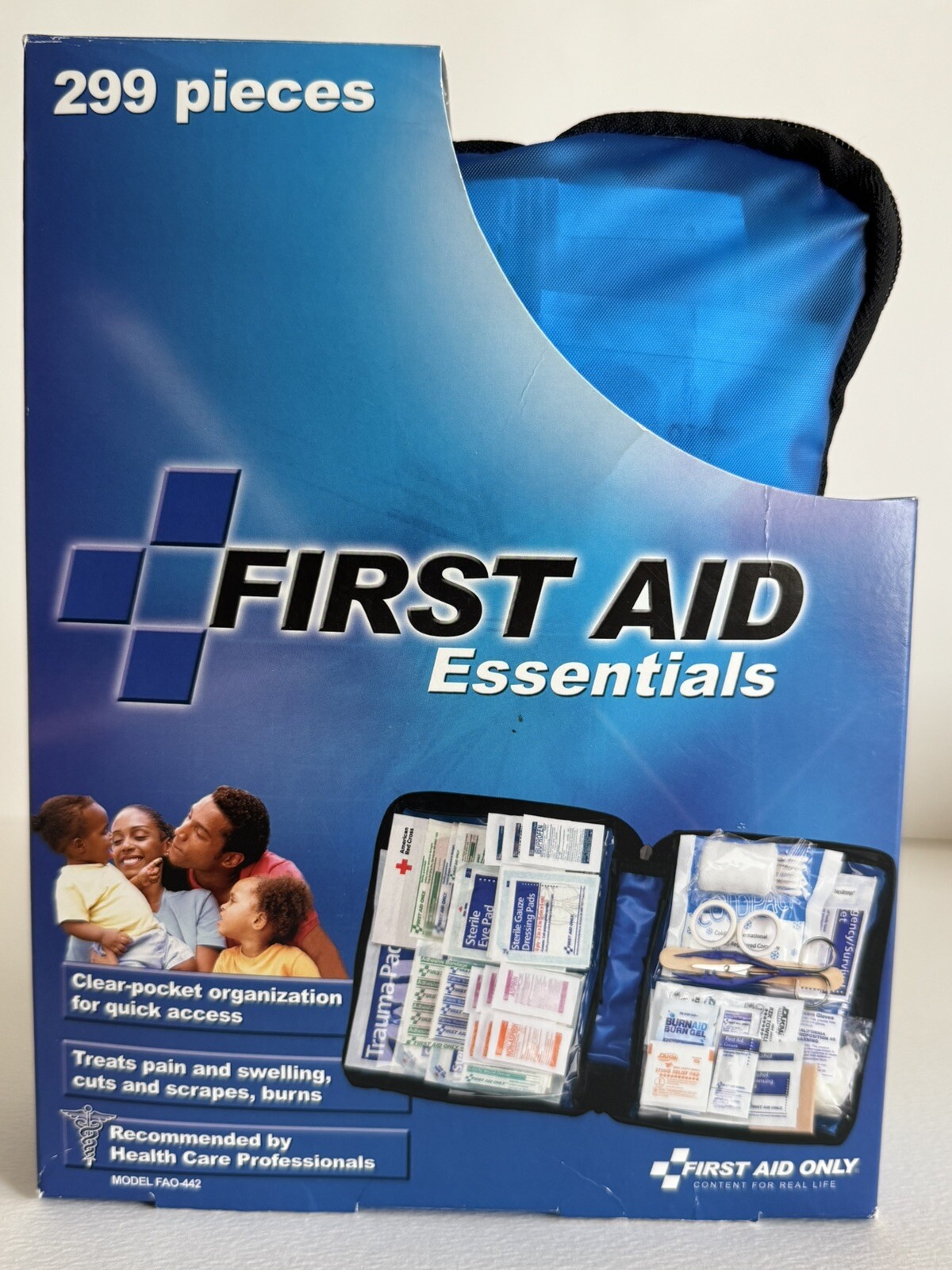 First Aid Essentials Kit – 299 Pieces – Includes Blue Pouch Case – FAO-422 – New