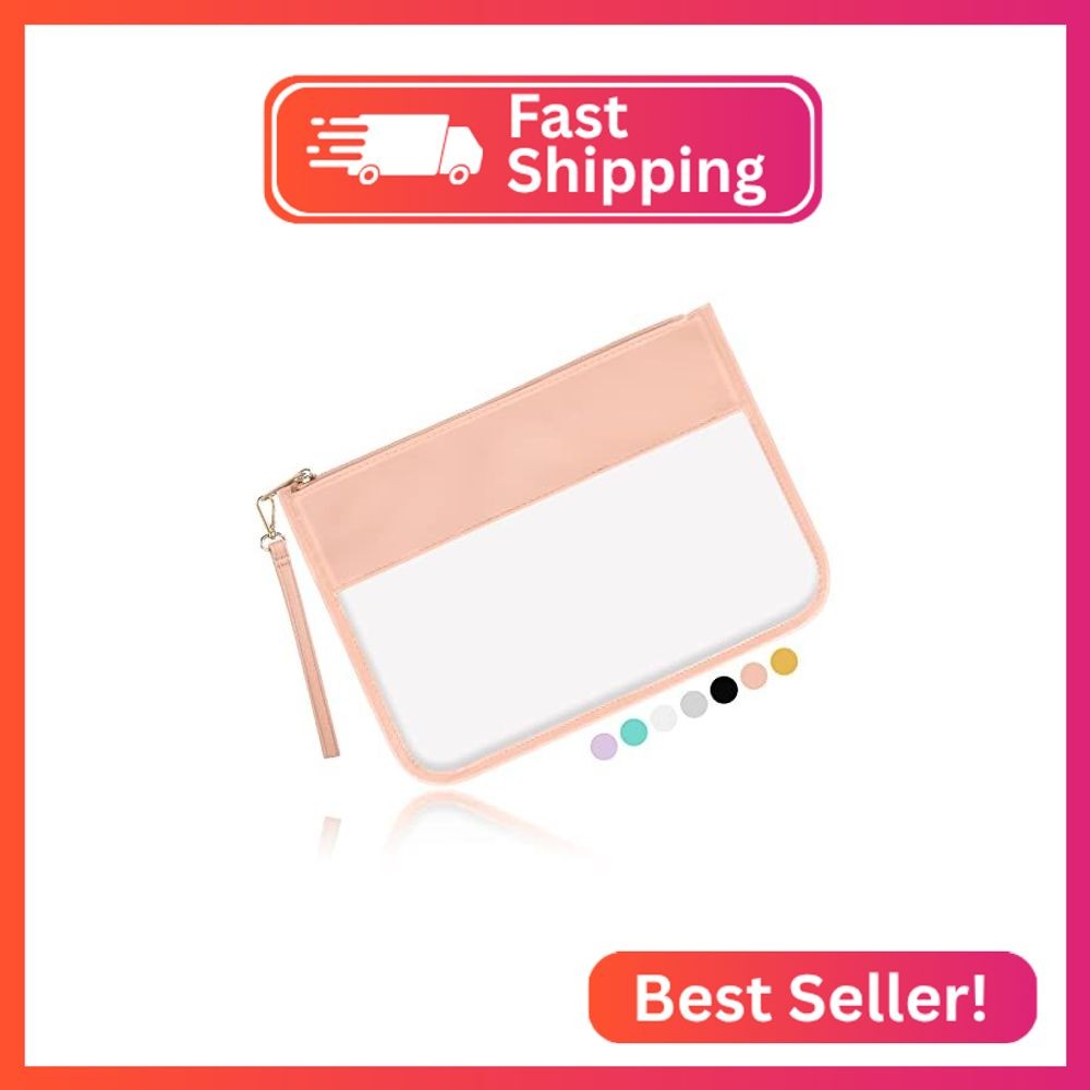 Iqimott Clear Zipper Pouch, DIY Clear Makeup Cosmetic Bag Purse for Women Girls,