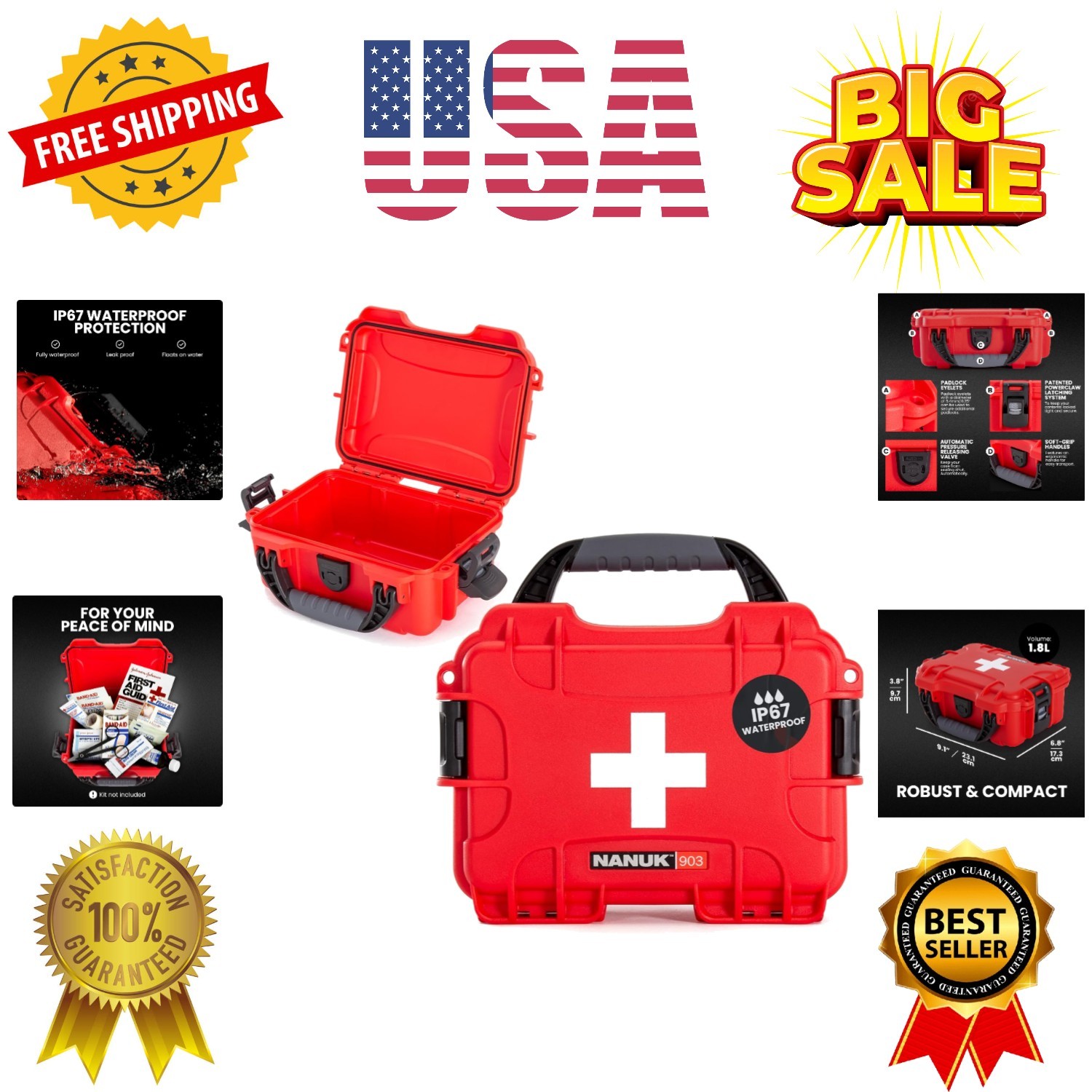 903 Waterproof First Aid Box Empty – Durable, Medical First Aid Organizer Cas…