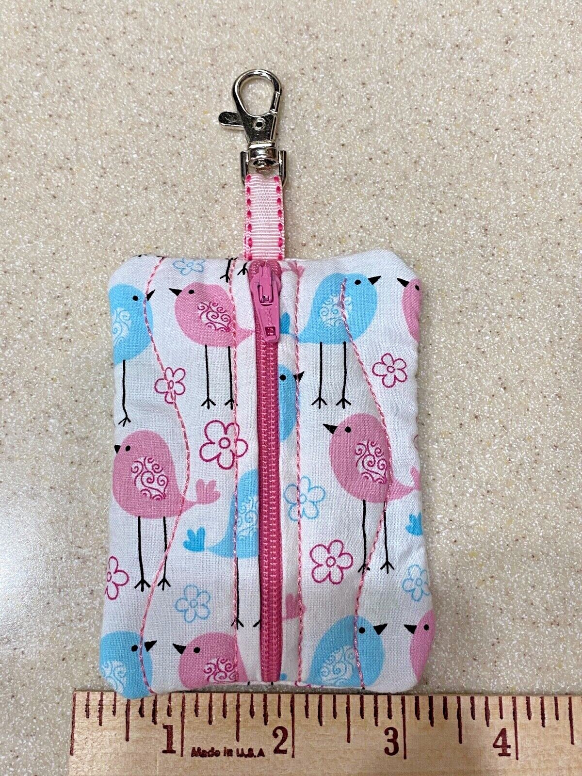 Clip on Pouch Case Holder Auvi-Q Inhaler Gift Card Money ID Bird Ladybug Hook