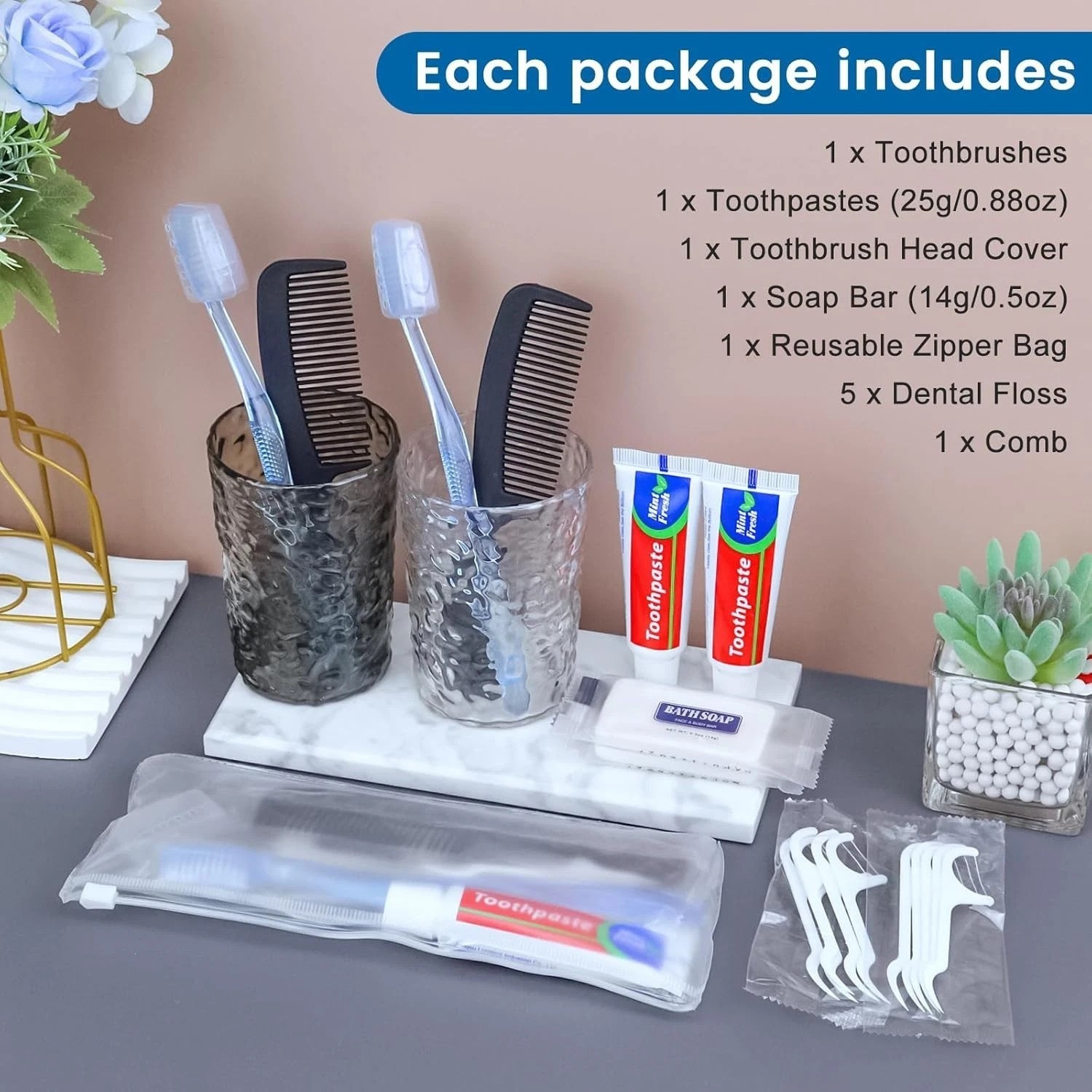 100 Sets 7-IN-1 Personal Hygiene Kit for Travel, Charity & Homeless Support