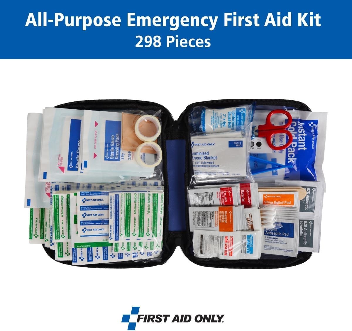 298 Piece All-Purpose Emergency First Aid Kit for Home, Office, Car, Apartmen…