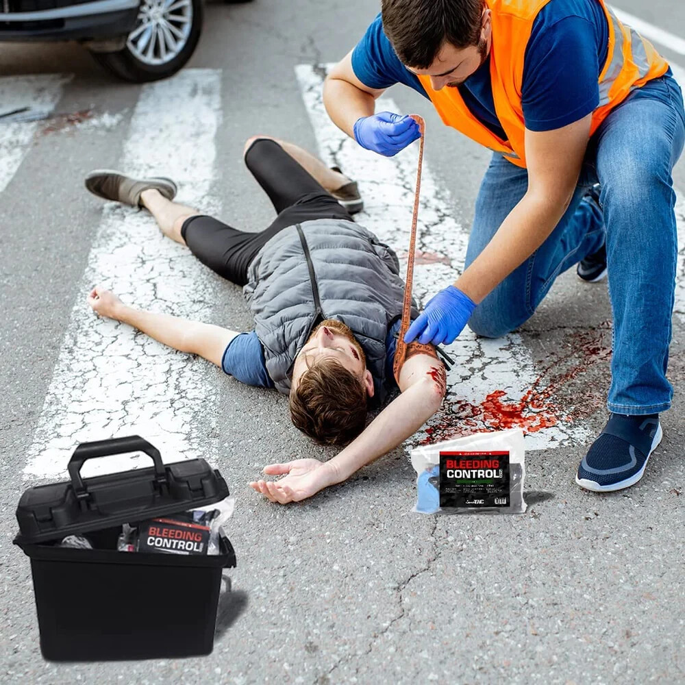 MediTac Bleeding Control First Aid Kit in Plastic Case Emergency Stocked Kit