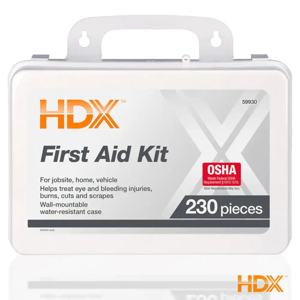 First Aid Kit 230 Piece OSHA Approved Wall Mountable Work Vehicle Home Box