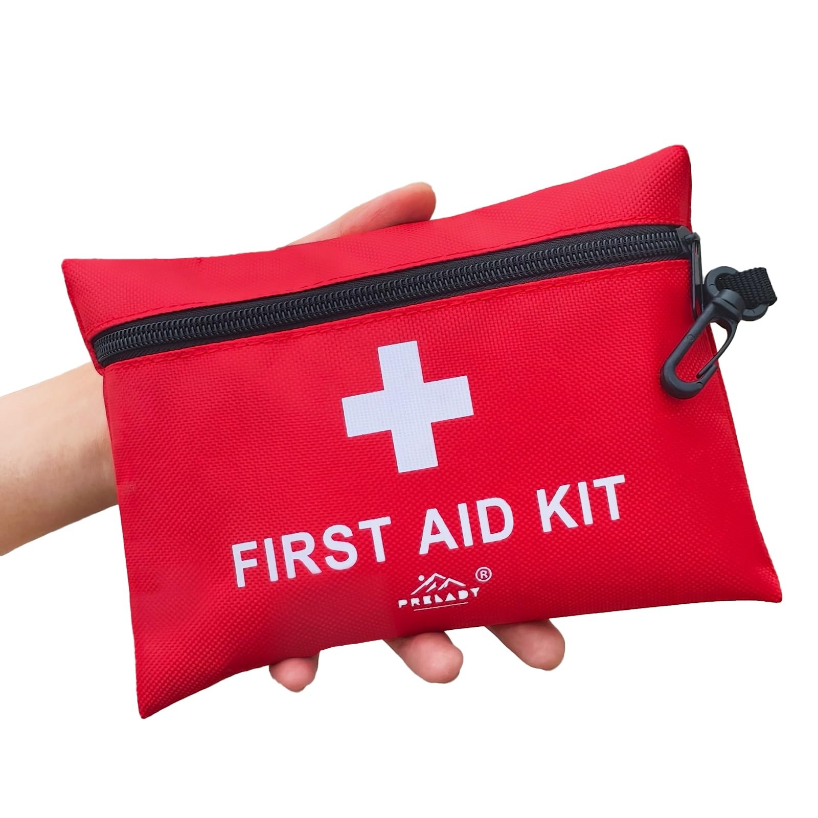 152 Piece Small First Aid Kit, Travel Size Kit TSA Approved, Red