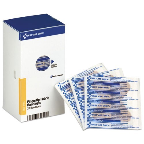 First Aid Only Refill for Compliance Cabinet, Fingertip Fabric Bandages, 20/Box