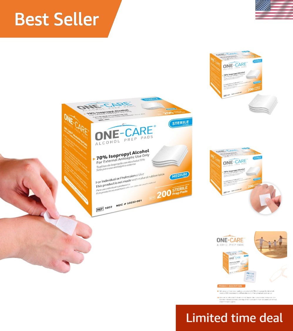 200 Individually Wrapped Sterile Prep Pads – Essential Skin Cleansing Wipes
