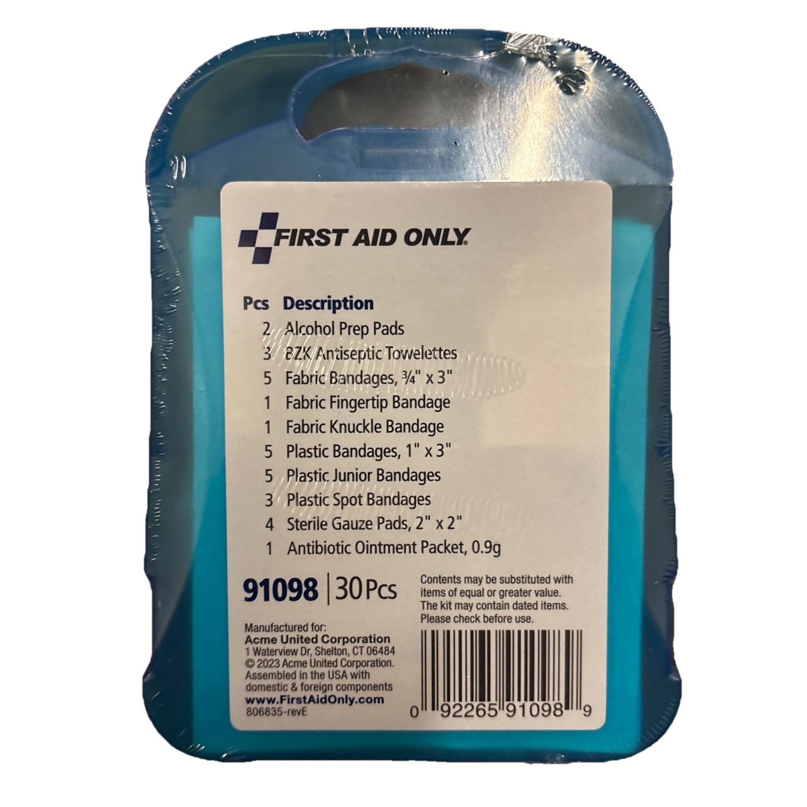 NEW & SEALED Mini Clear Blue Plastic 30-Piece First Aid Kit – EXP 05/2027