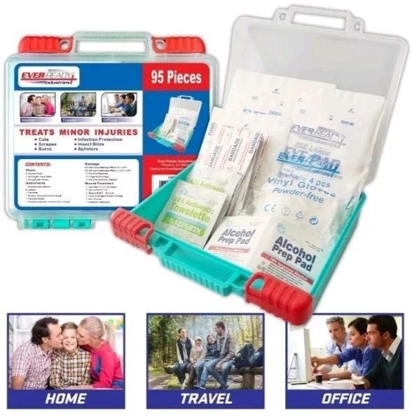 New FIRST AID KIT Large 95 PIECE For Cut Scrape Burn Infection Bite Splinter Etc