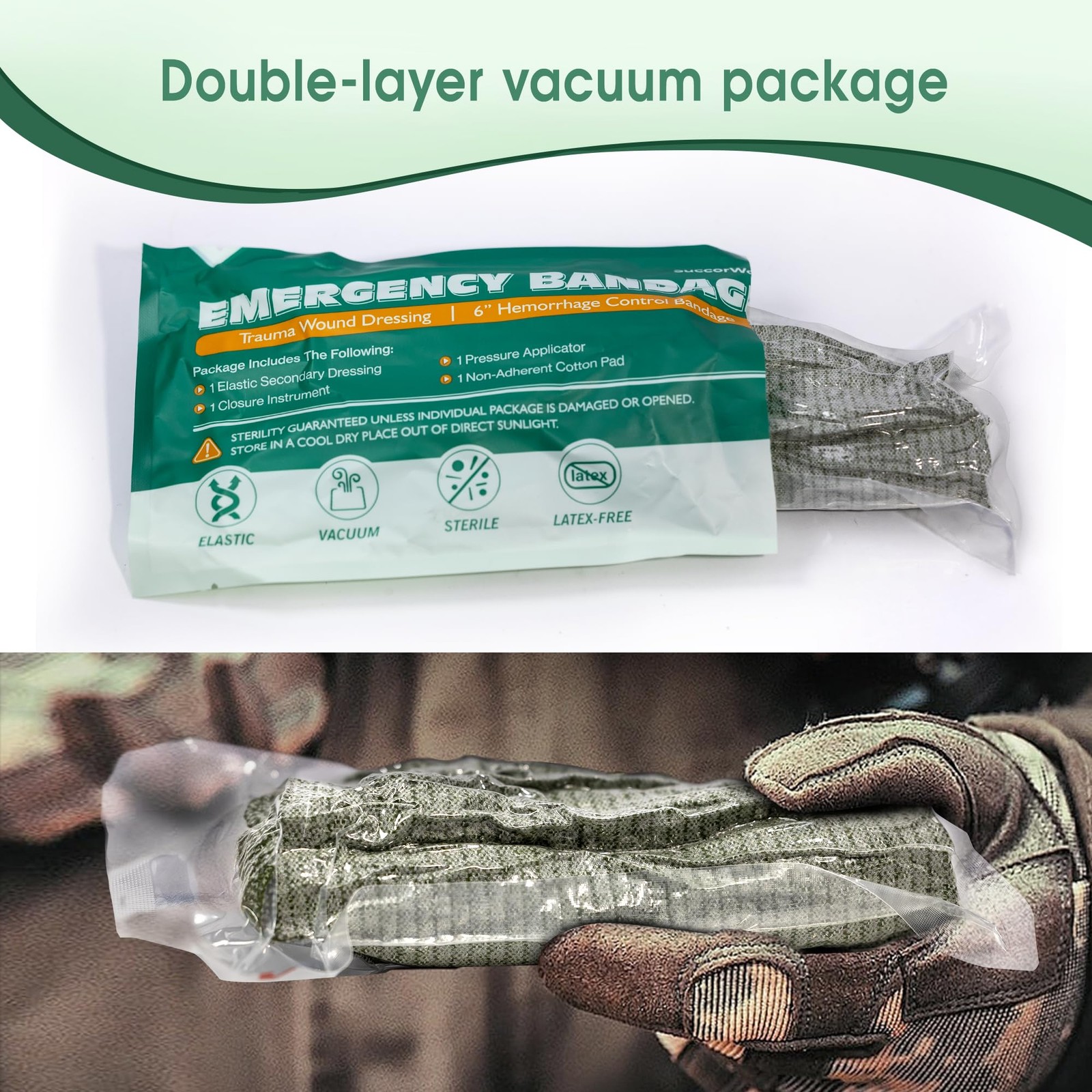SuccorWare 6 Inch 3 Packs Israeli Bandage – Emergency with 3