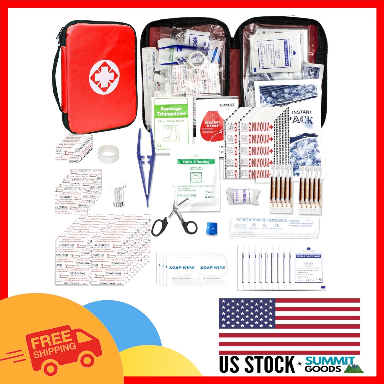 300-Piece Portable Travel First Aid Kit for Outdoor Adventures & Emergencies