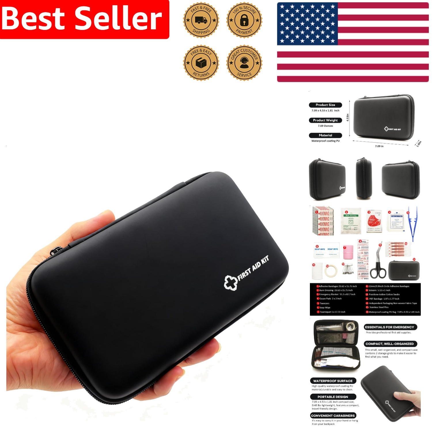 Compact First Aid Kit Portable Waterproof Mini Travel Outdoor Camping Hiking …