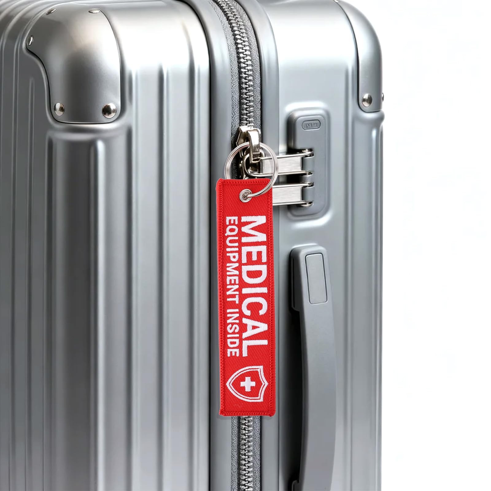 2pcs Medical Alert Tag for Bag, 13x3cm/5.12×1.18 inch, Red, White