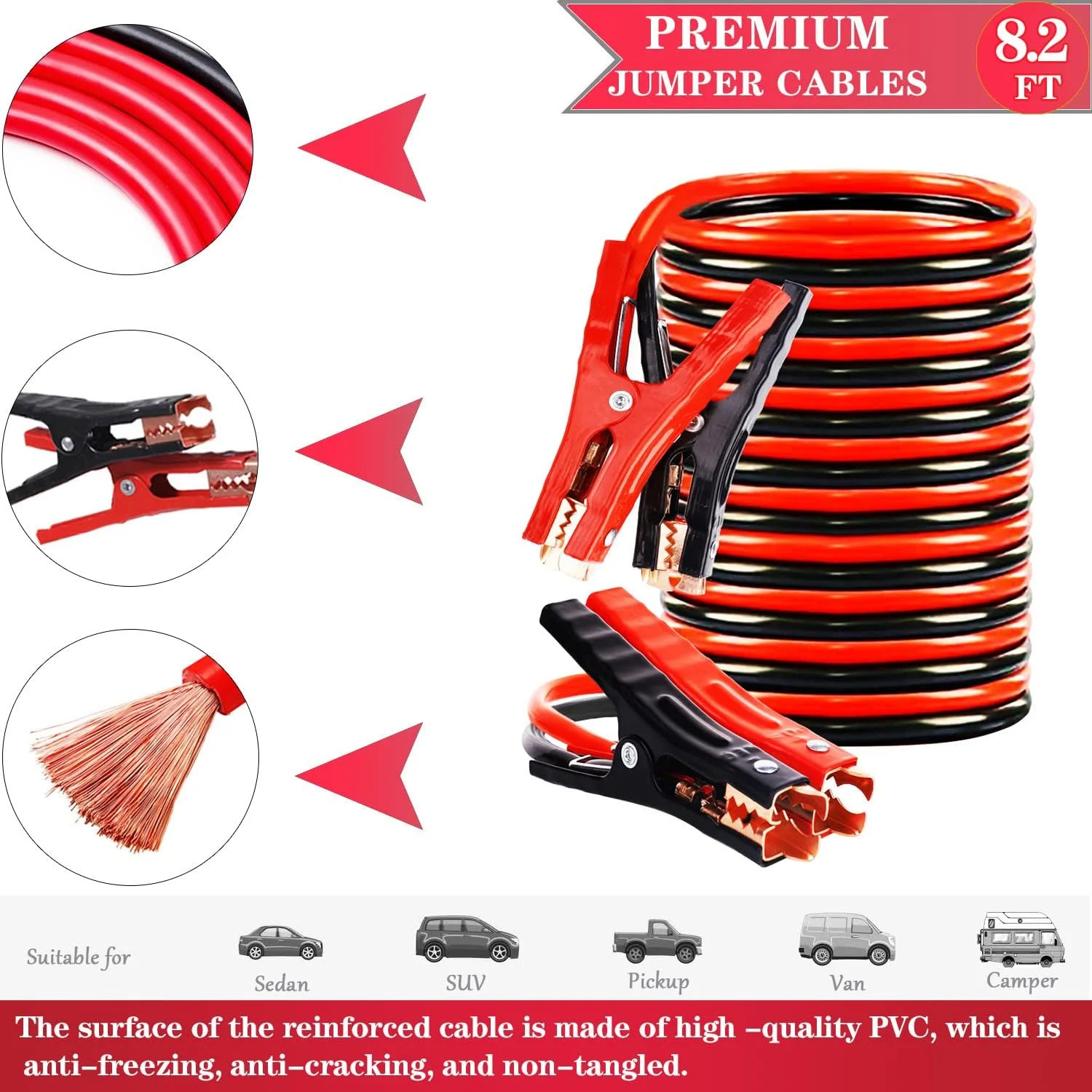 Car Emergency Kits for Vehicles with Jumper Cables Automotive Safety Kits | Road