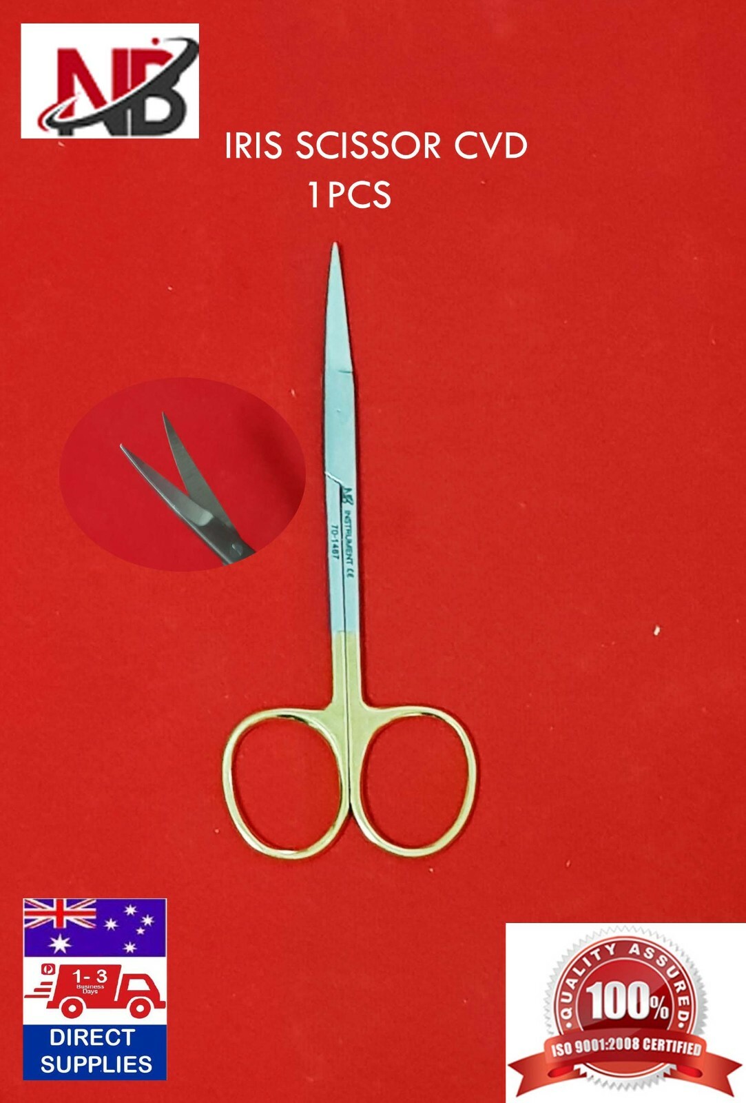 Student's Suture Kit, Needle Holder, Tissue Forceps 1×2, Iris Scissors, Premium