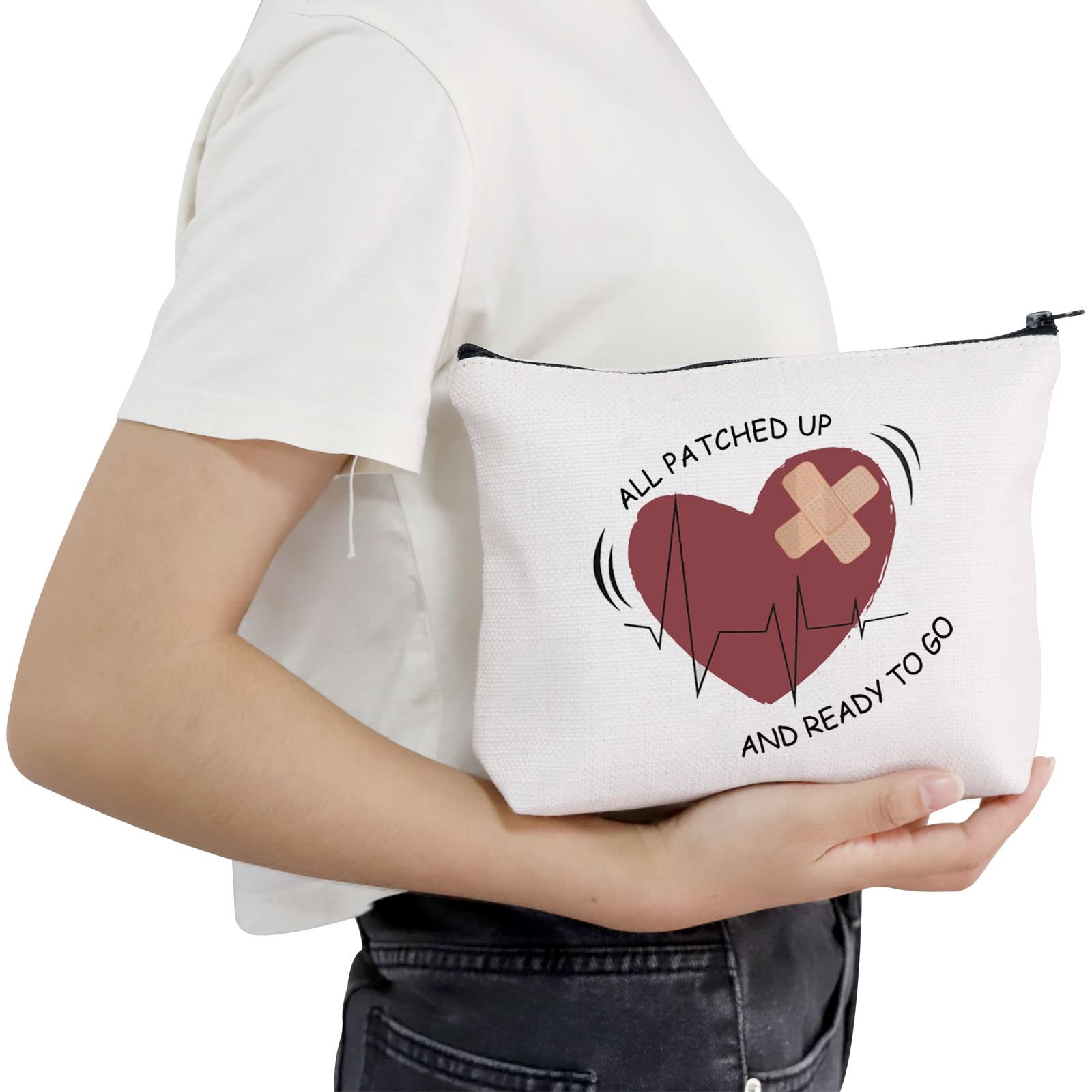 POFULL Heart Warrior Cosmetic Bag – Open Surgery All Patched up bag