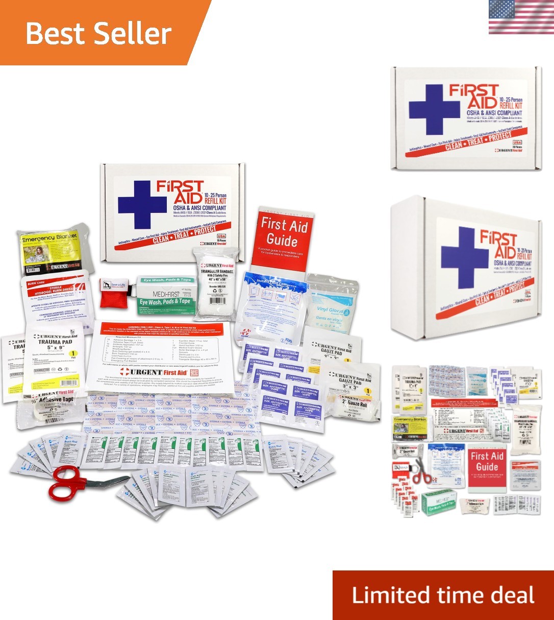 Comprehensive 2021 ANSI Class A First Aid Refill Kit – 78 Items for 25-Person