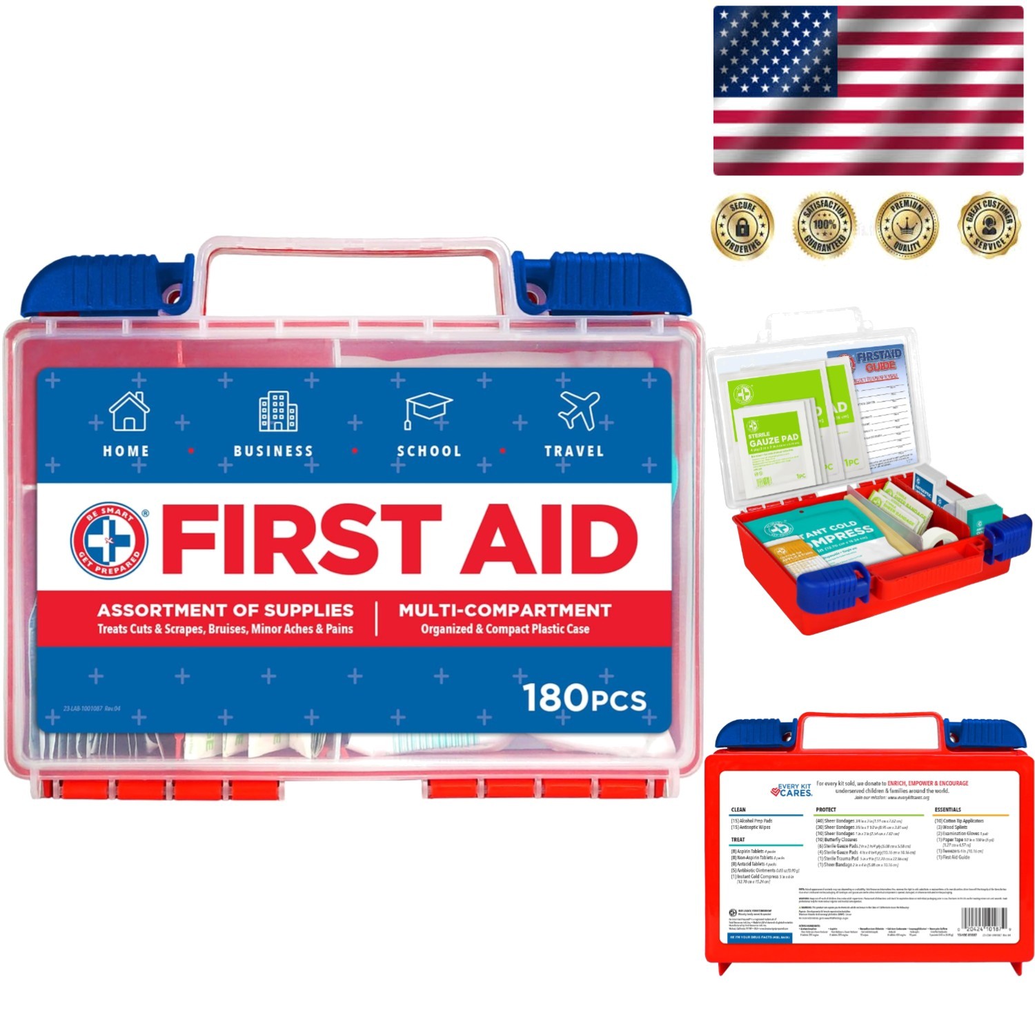 Comprehensive 180-Piece First Aid Kit – Portable & Compliant for All Needs