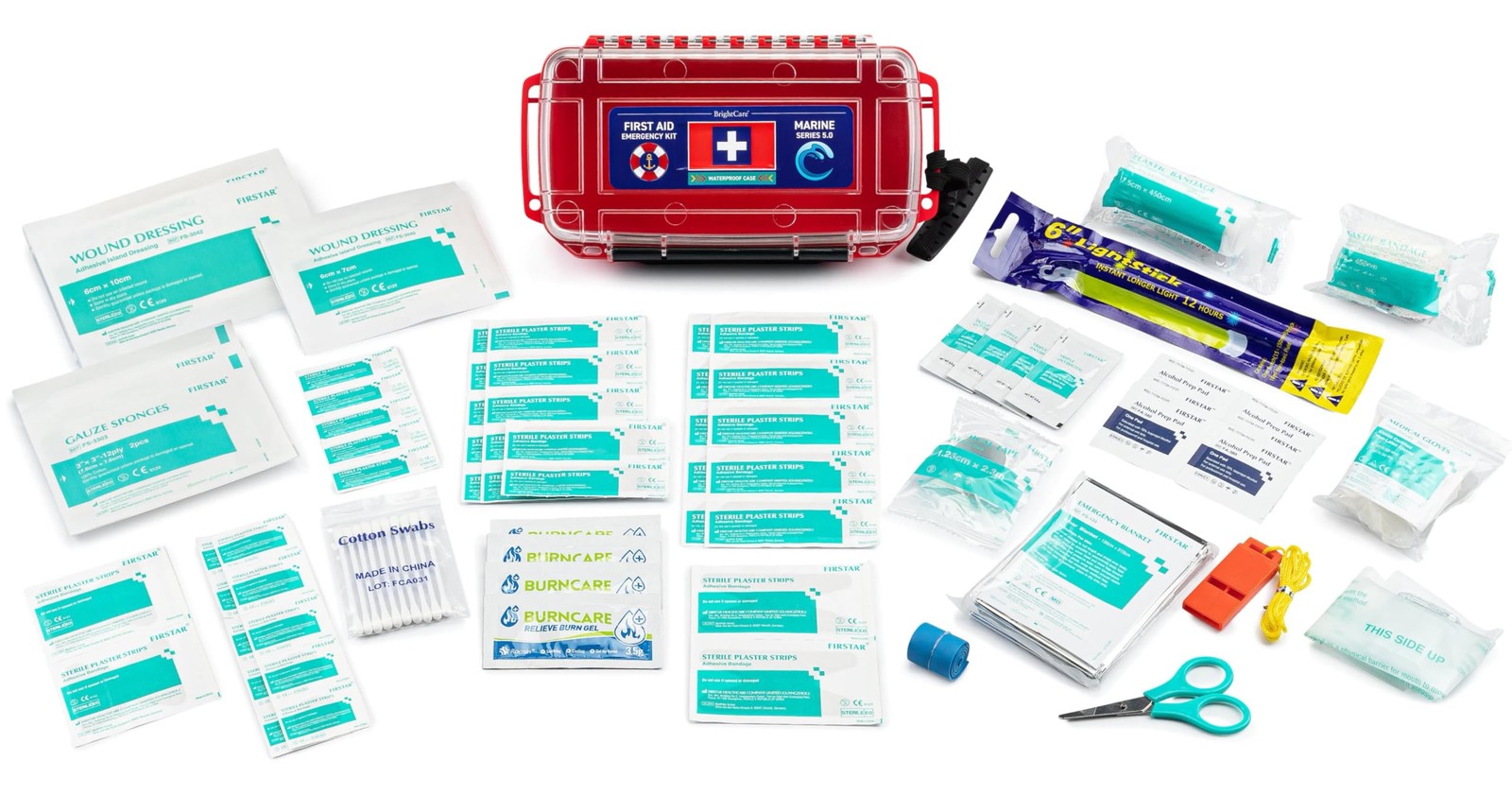 Marine Waterproof First Aid Kit for Boat, Kayak, Sailing & Beach Medium, Red