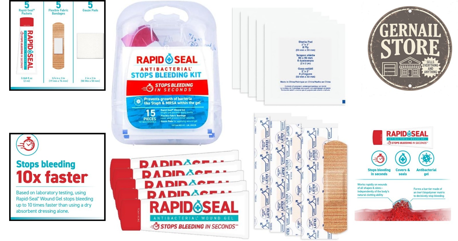 15-Piece Rapid Seal Wound Care Kit for Fast Bleed Control in Emergencies