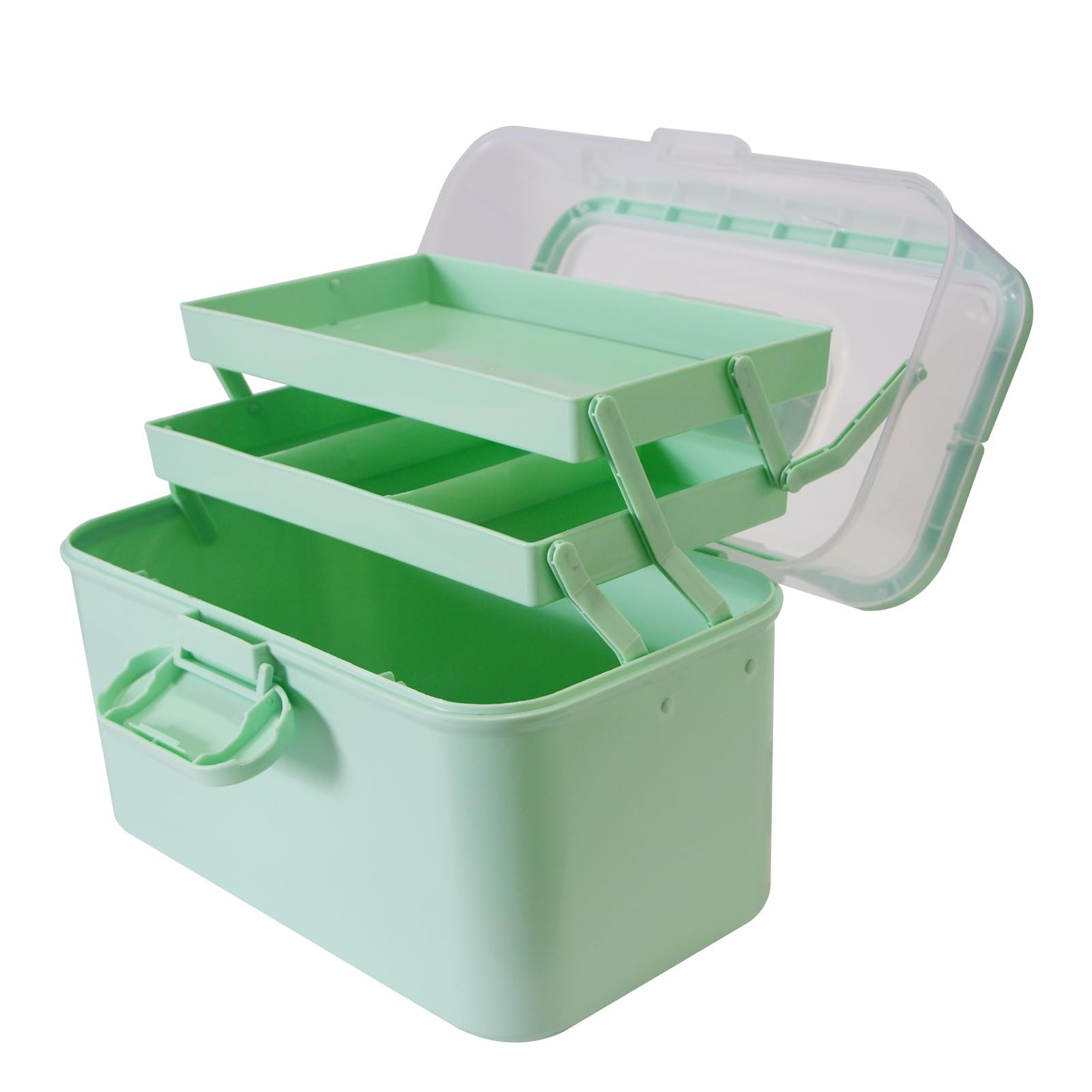 AnRui 3-Tier Medicine Storage Box, Emergencies First Aid Kit Container, Cyan