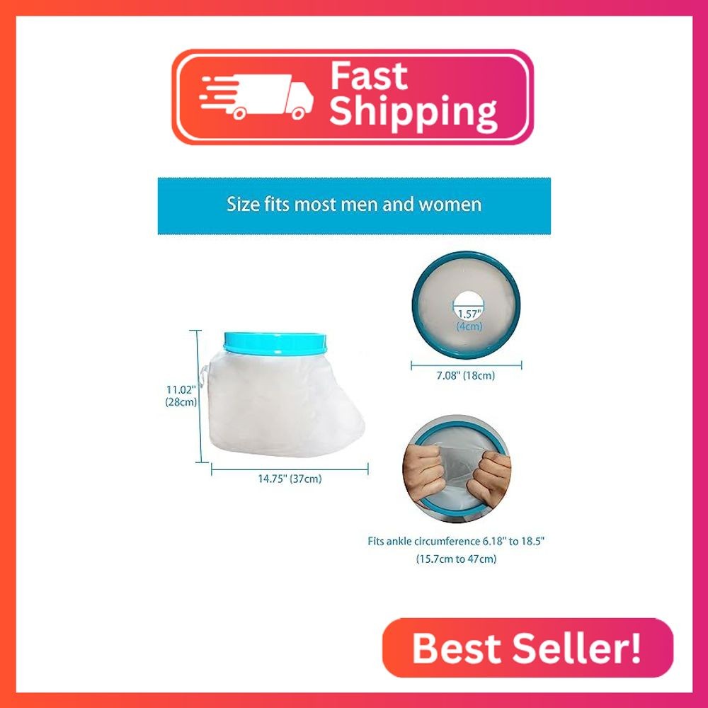 Tideshake Waterproof Foot Cast Cover for Showering, Reusable Adult Foot Cast Pro