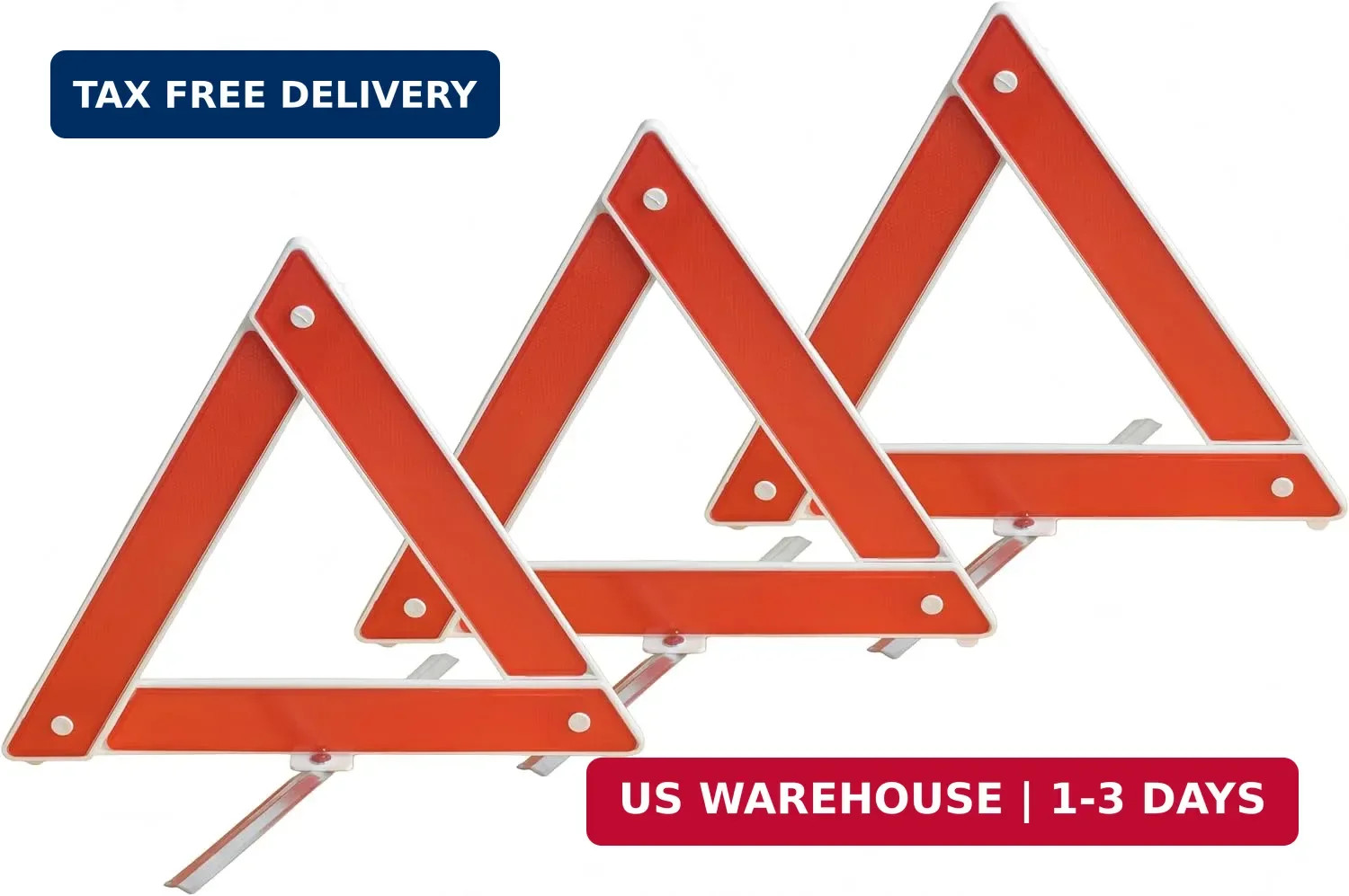 3 Pack Emergency Warning Triangles for Vehicles, Foldable Reflective Roadside Sa