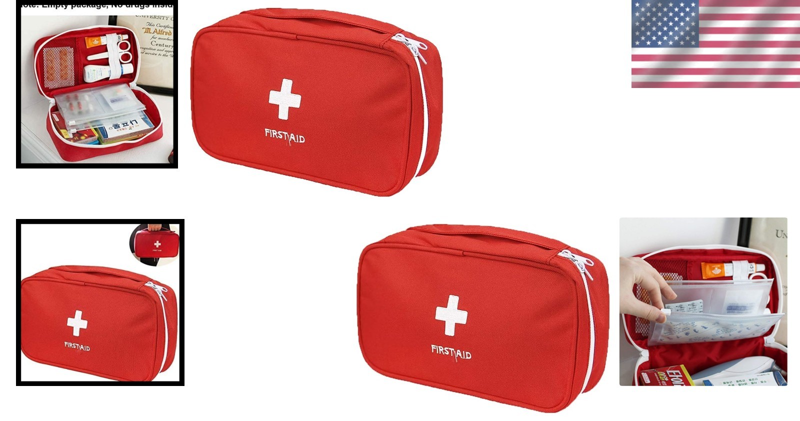 Durable Red First Aid Bags – Multi-Pocket Emergency Kits for Home and Outdoors