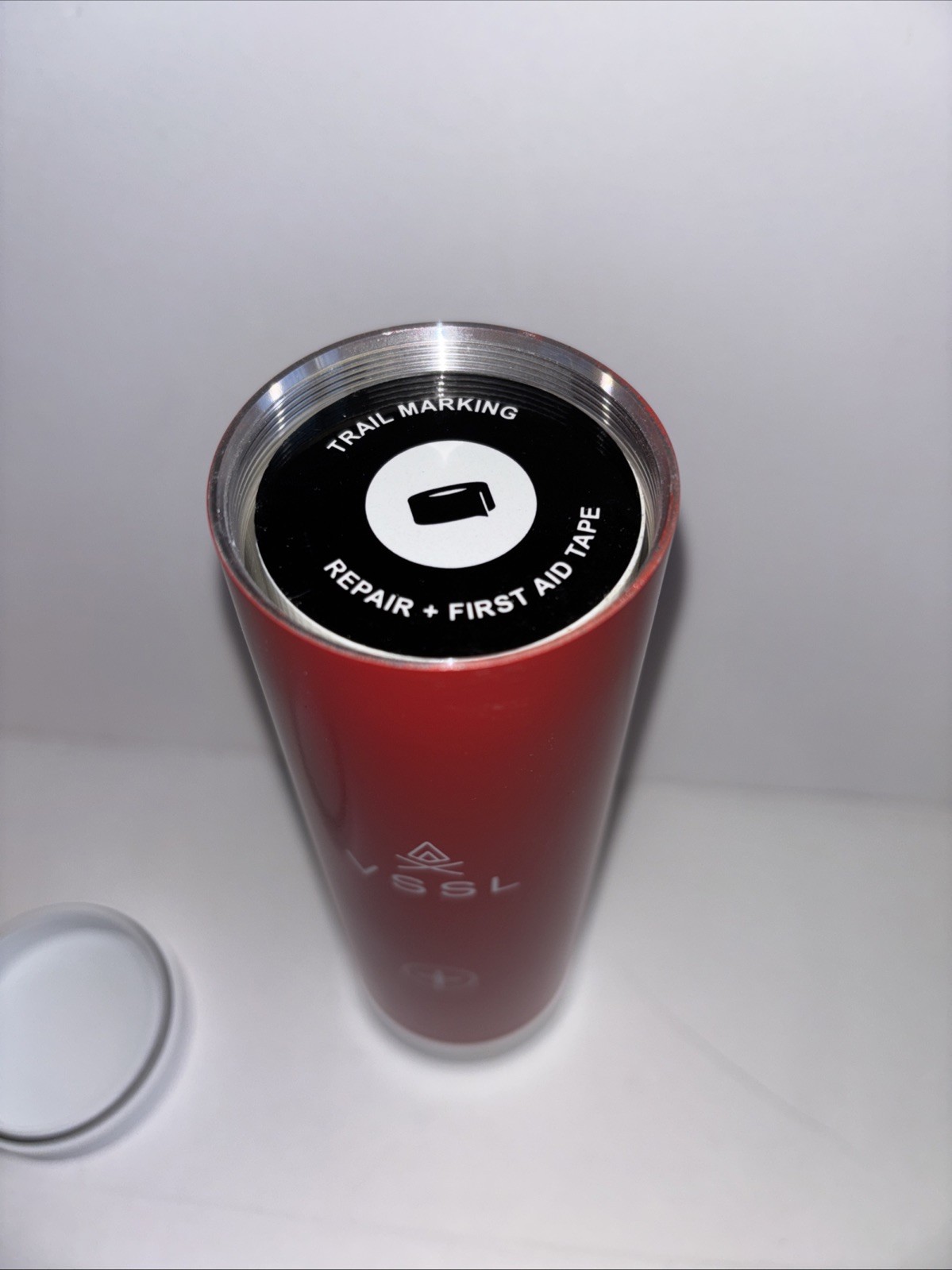 VSSL Mini First Aid Stash Aluminum Cylinder, End Caps, 3 Storage Bins & Tape