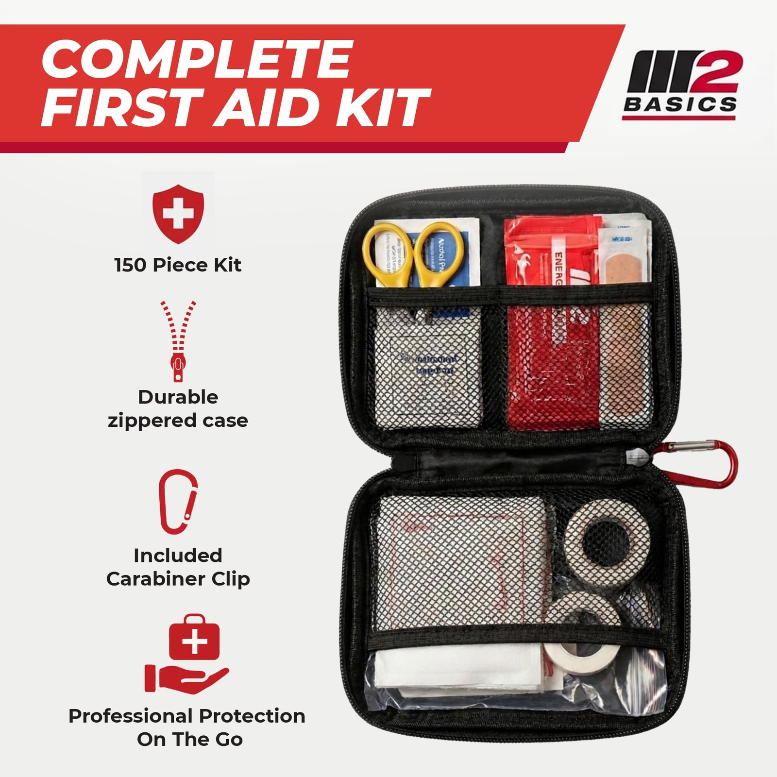 150 Piece Premium First Aid Kit, Compact Bag for Purse & Travel
