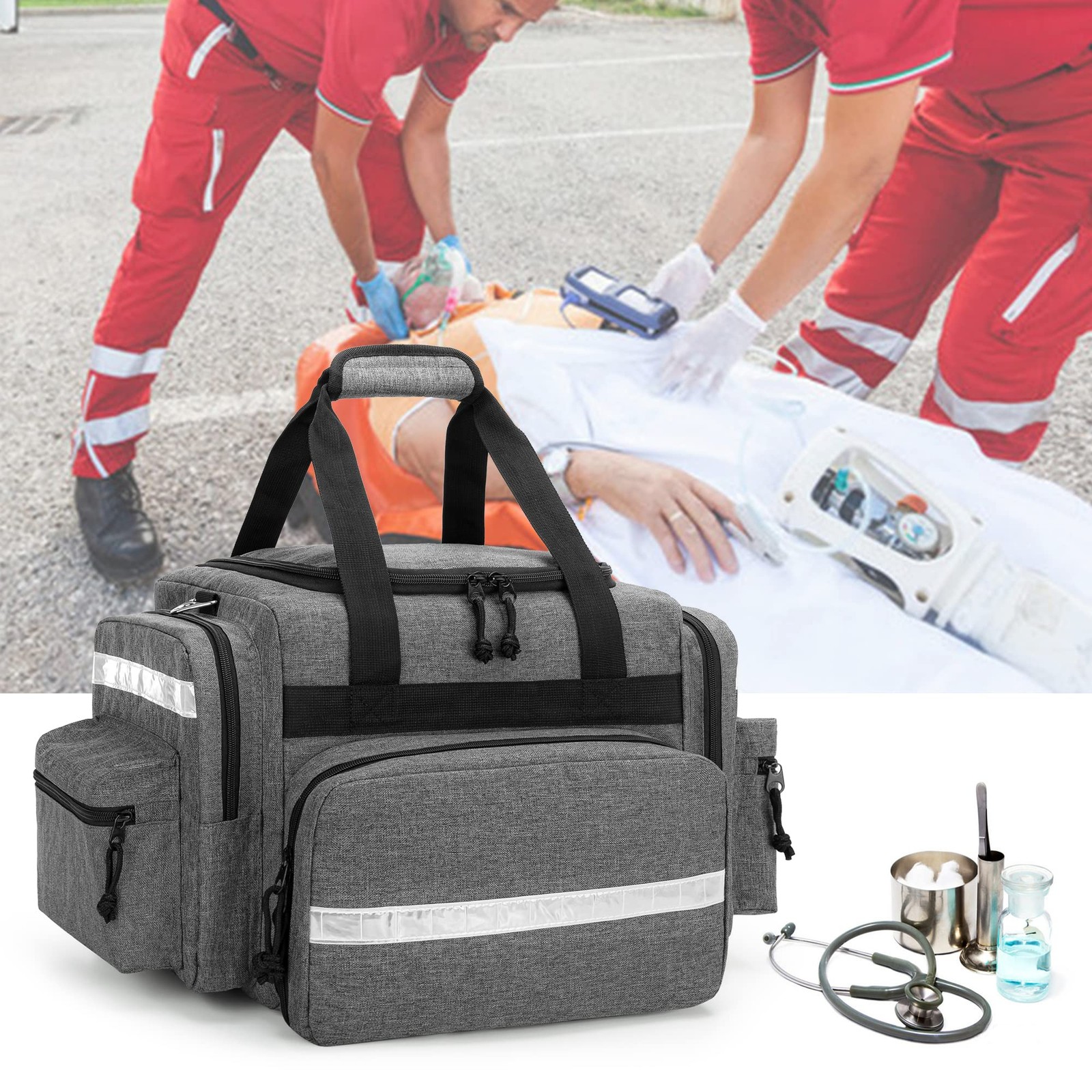 Damero Professional Medical Bag Empty, First Responder Trauma Bag with Detach…