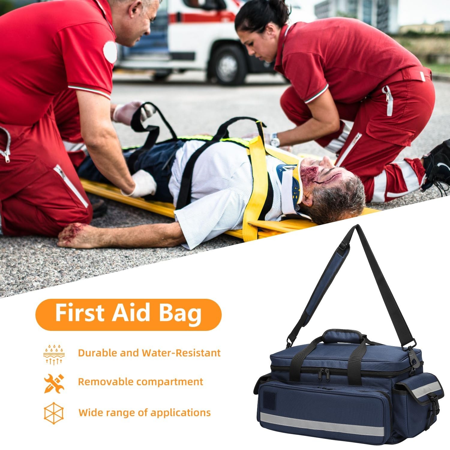 Professional First Aid Medical Bag – Emergency Organizer with Detachable Divider