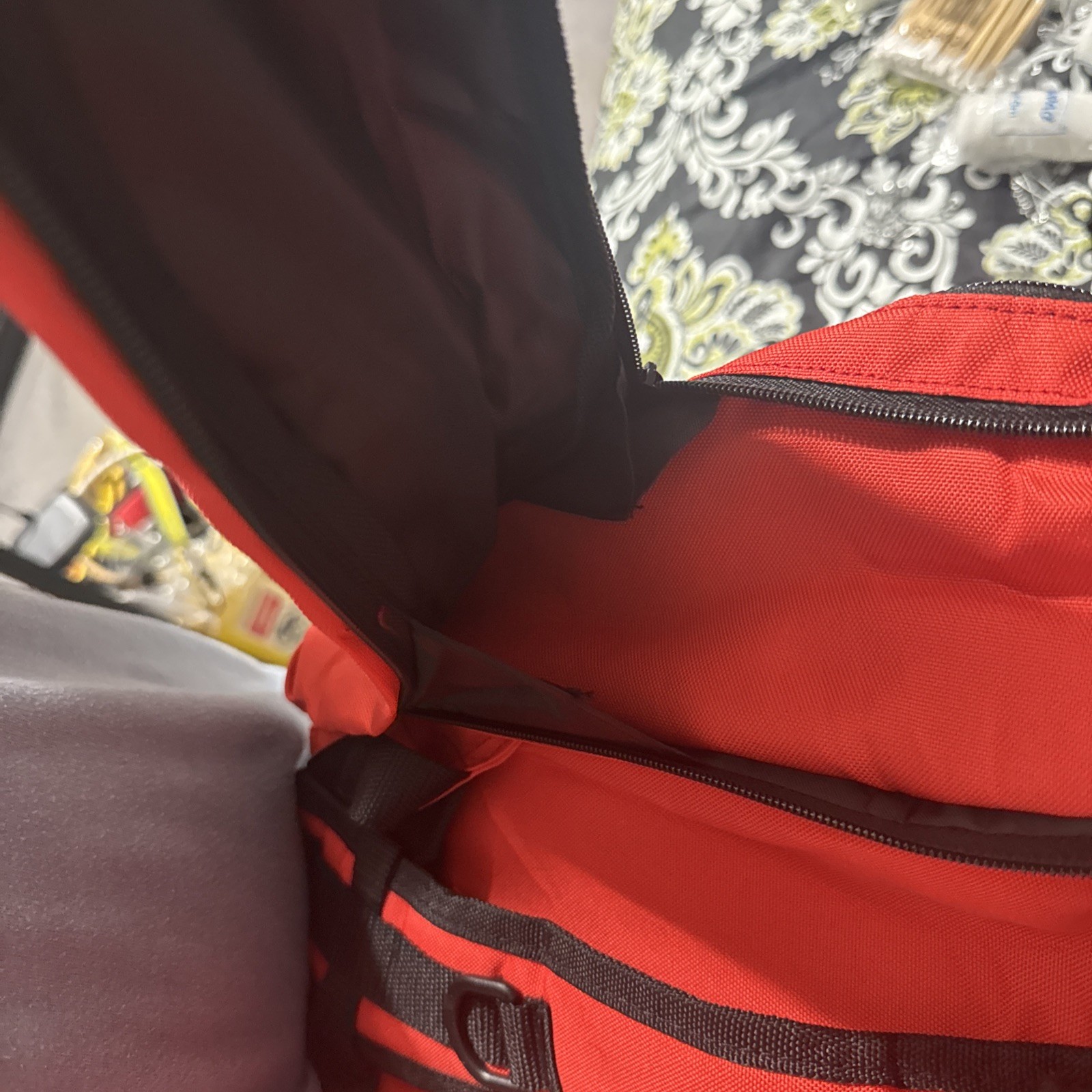 Red Portable First Aid Backpack Bag w/ Star of Life Symbol & Reflective Strip