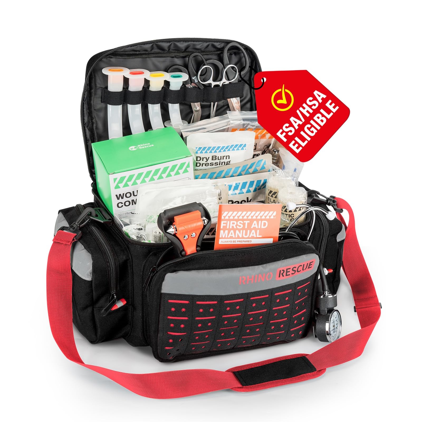 First Responder First Aid Kit Fully-Stocked EMT Bag, Professional EMT/EMS Tra…