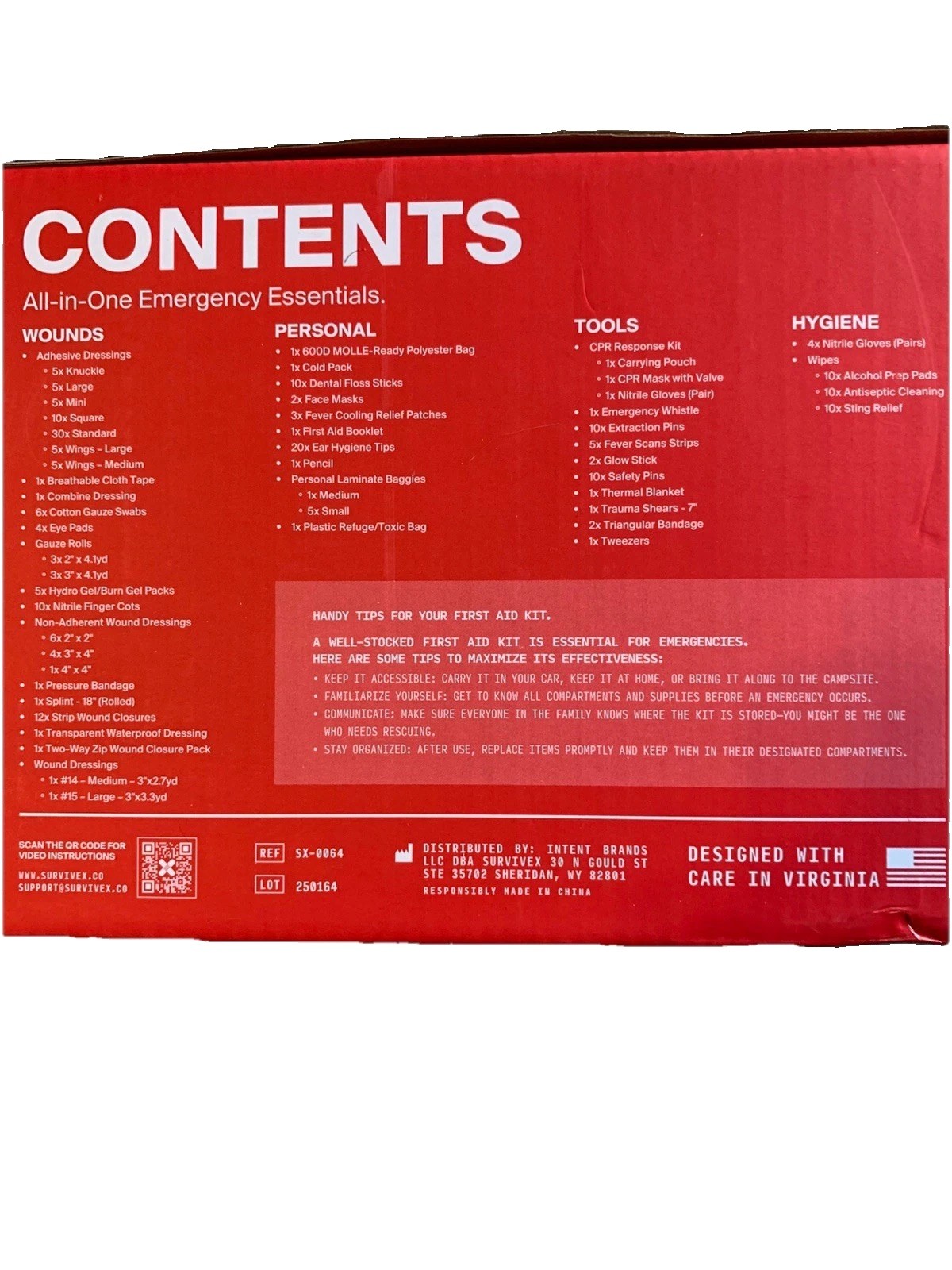 Survive X Large First Aid Kit Color Coded for Car Travel Home Camping Backpack