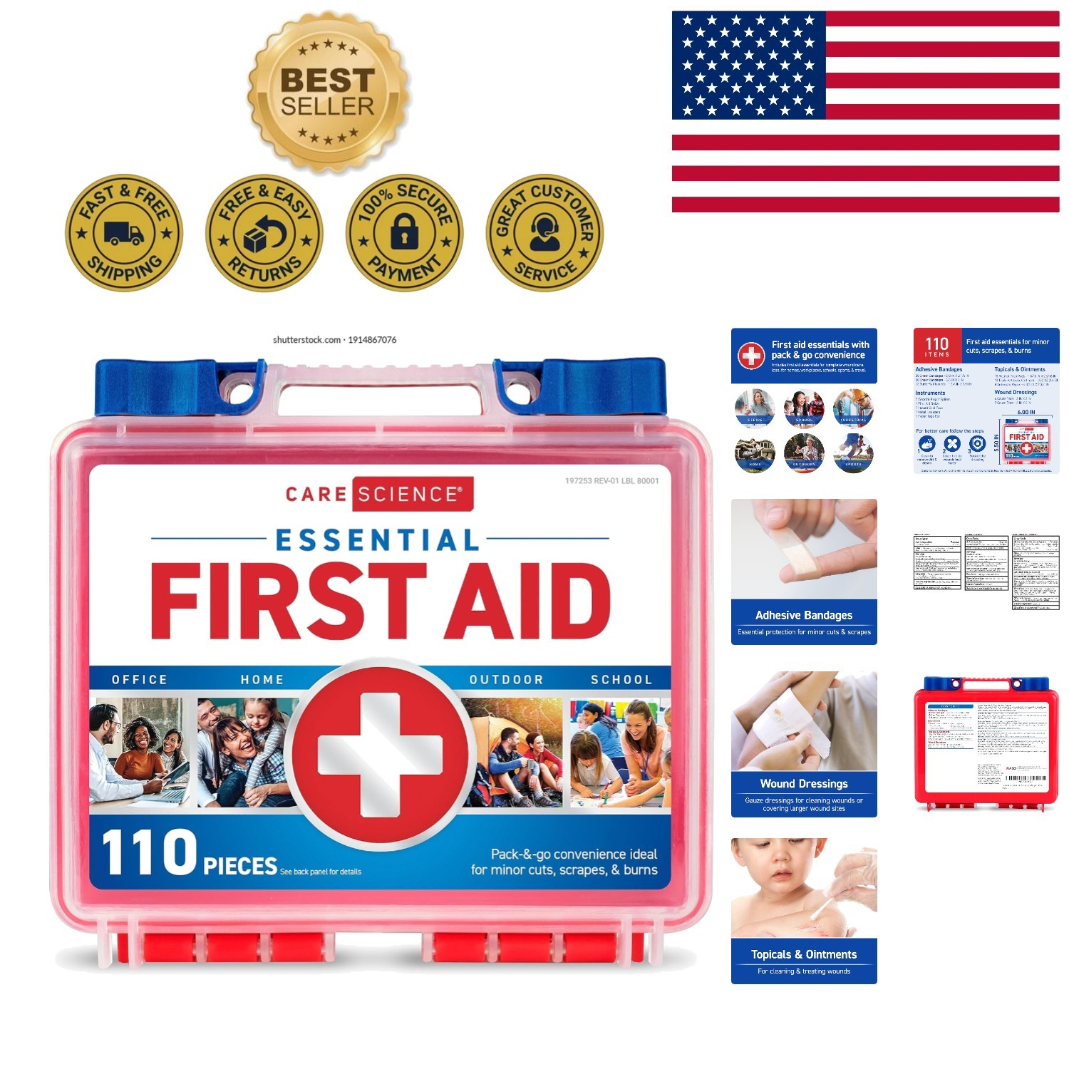 Lightweight First Aid Kit with 110 Supplies | Preparedness for Every Adventure