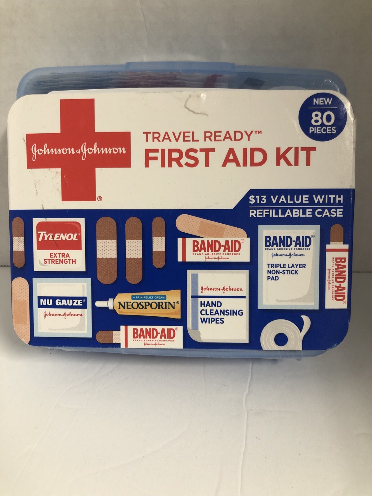 Band-Aid Travel Ready Portable Emergency First Aid Kit for Minor Wound Care with