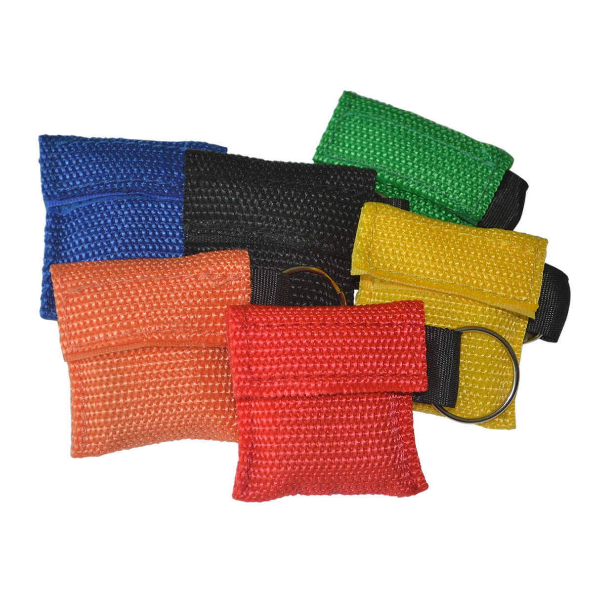 6pcs No Label CPR Transparent First Aid face shield 6 Colors Nylon Keychain