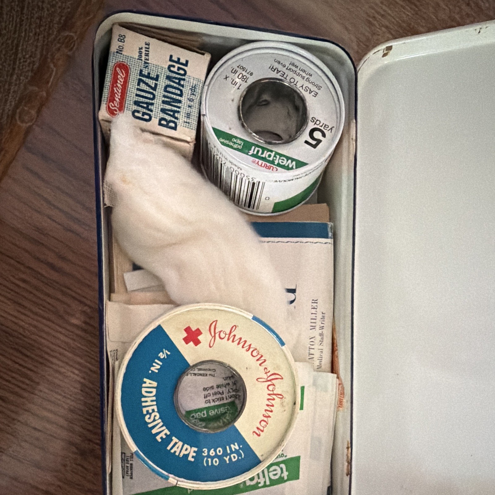 Sentinel Family First Aid Kit Metal Tin Case w/ Gauze, Tape, Cotton, Band-Aids